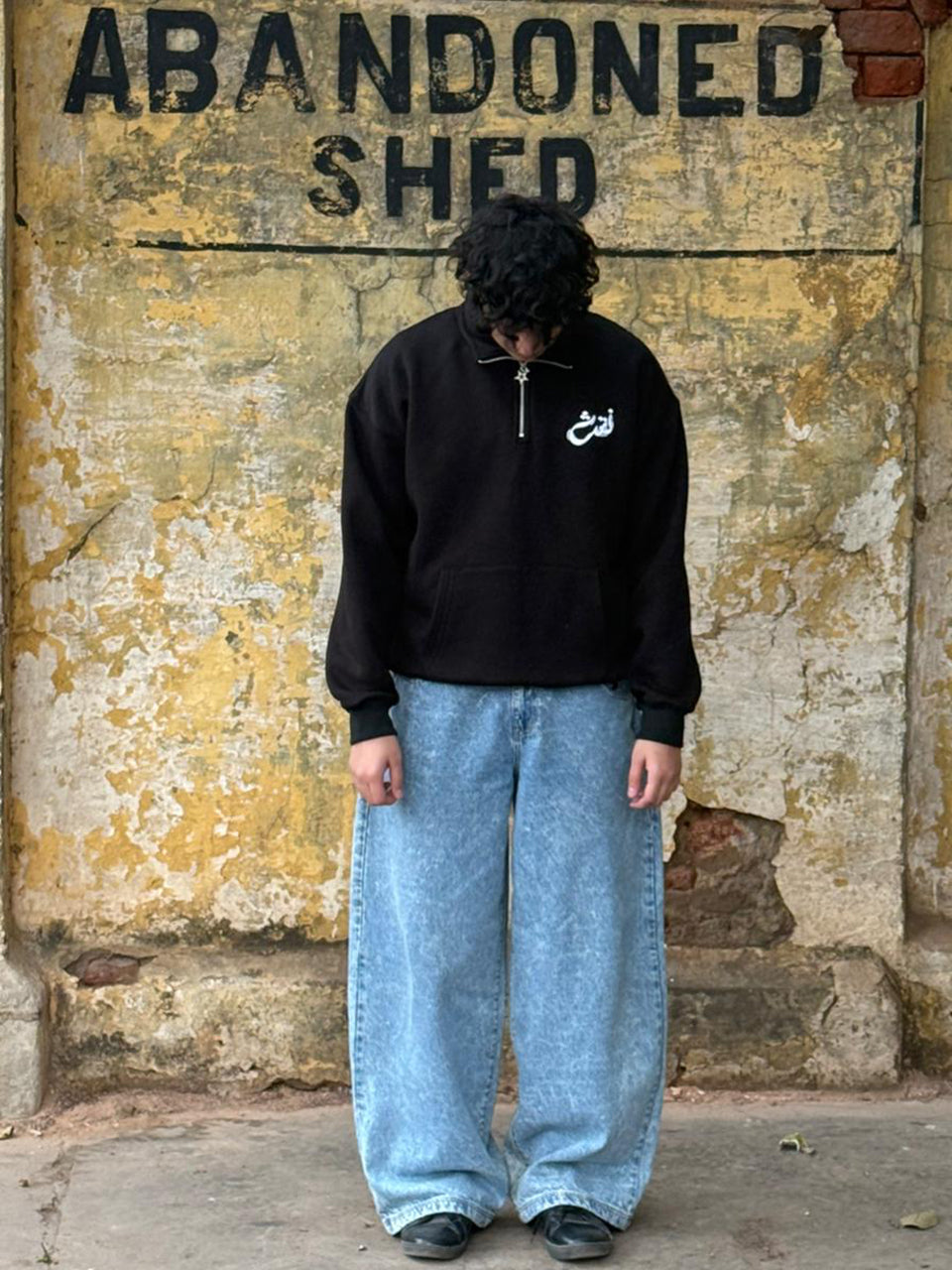 Half-Zip Street Hoodie (Black)