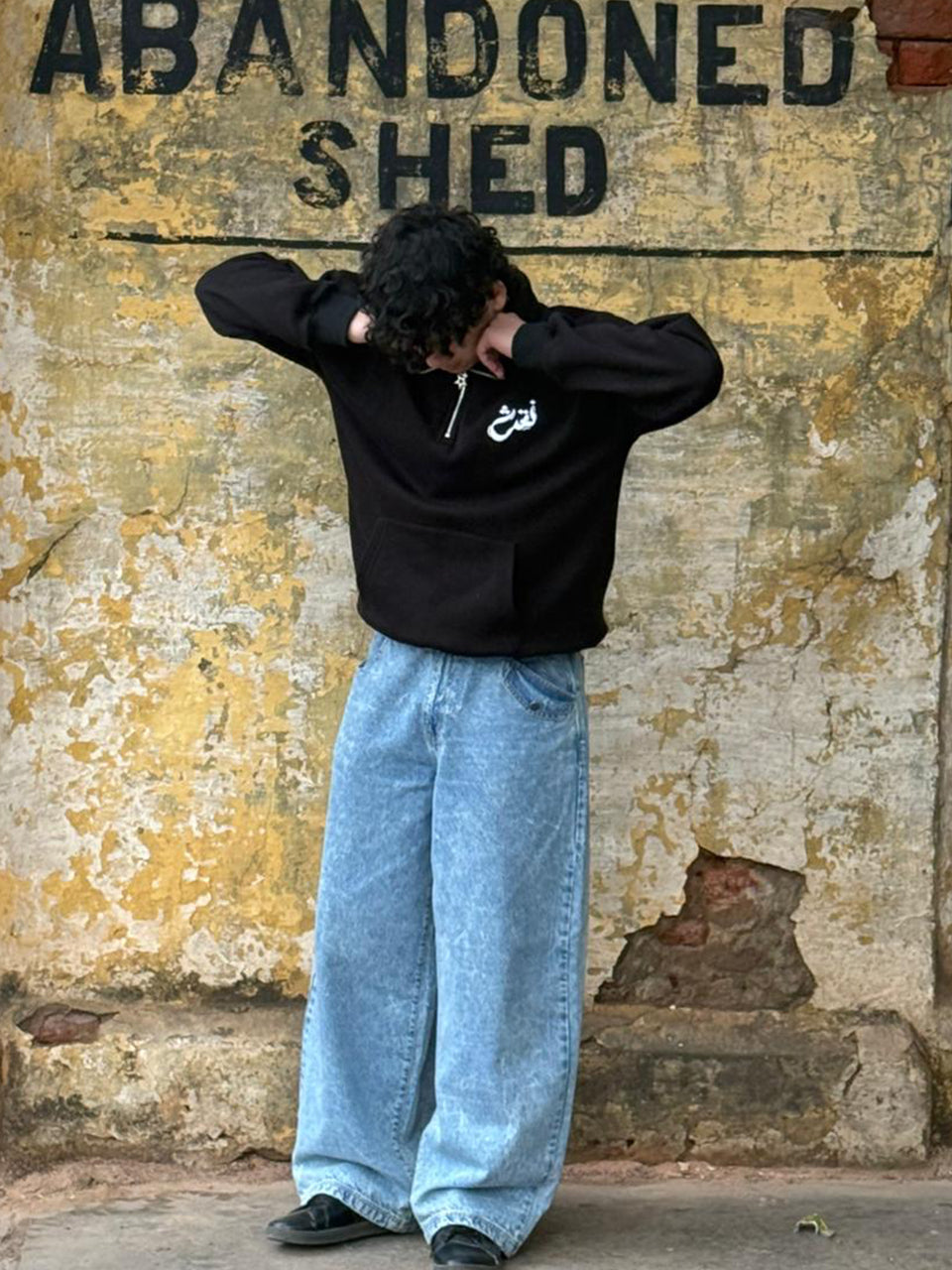 Half-Zip Street Hoodie (Black)