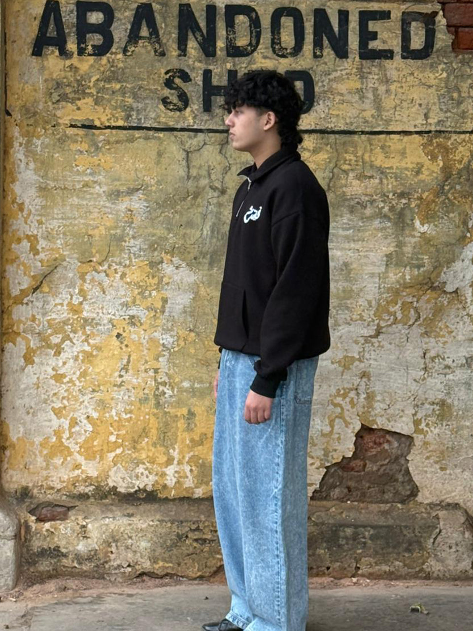 Half-Zip Street Hoodie (Black)