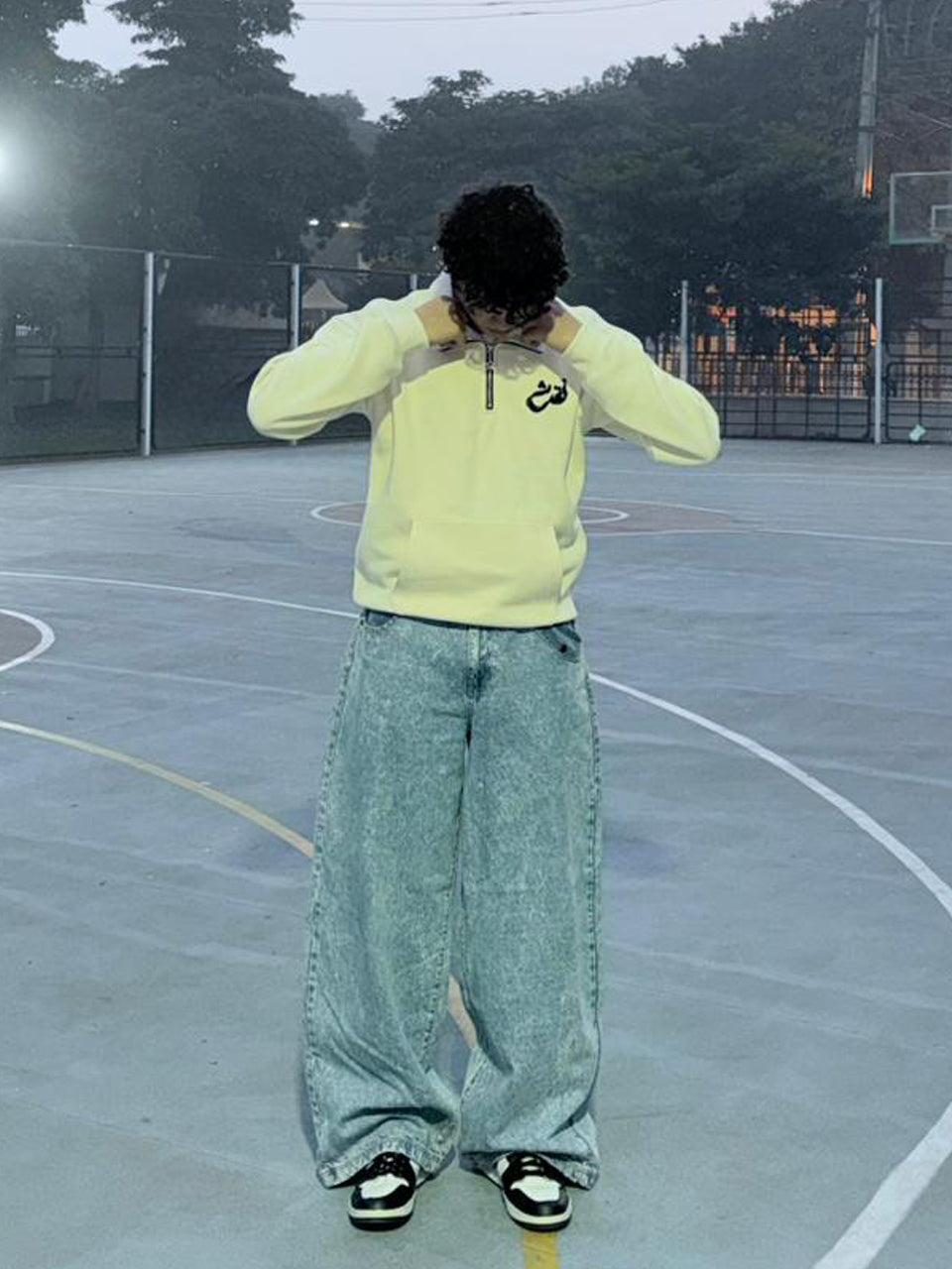 Half-Zip Street Hoodie (Cream)