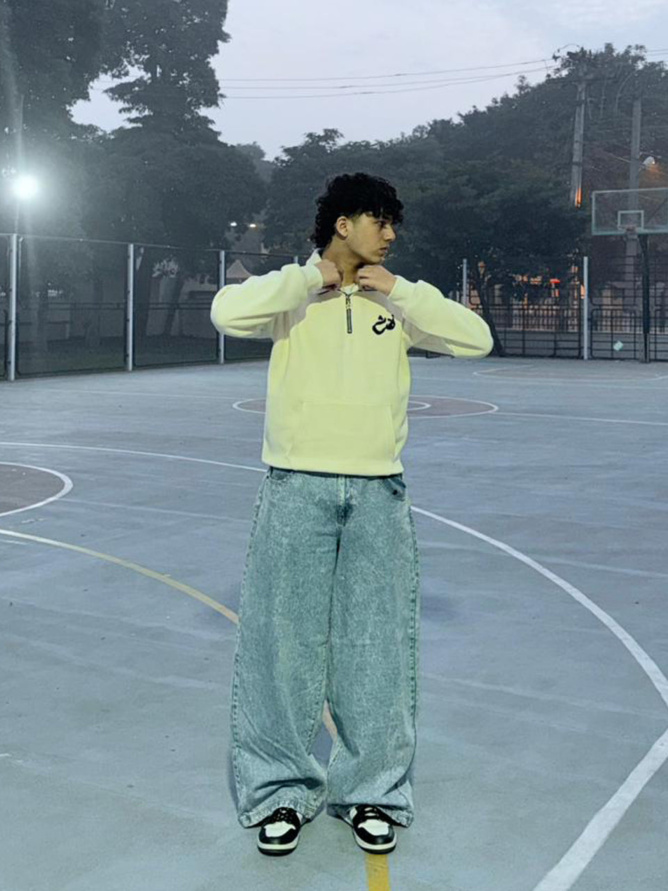 Half-Zip Street Hoodie (Cream)