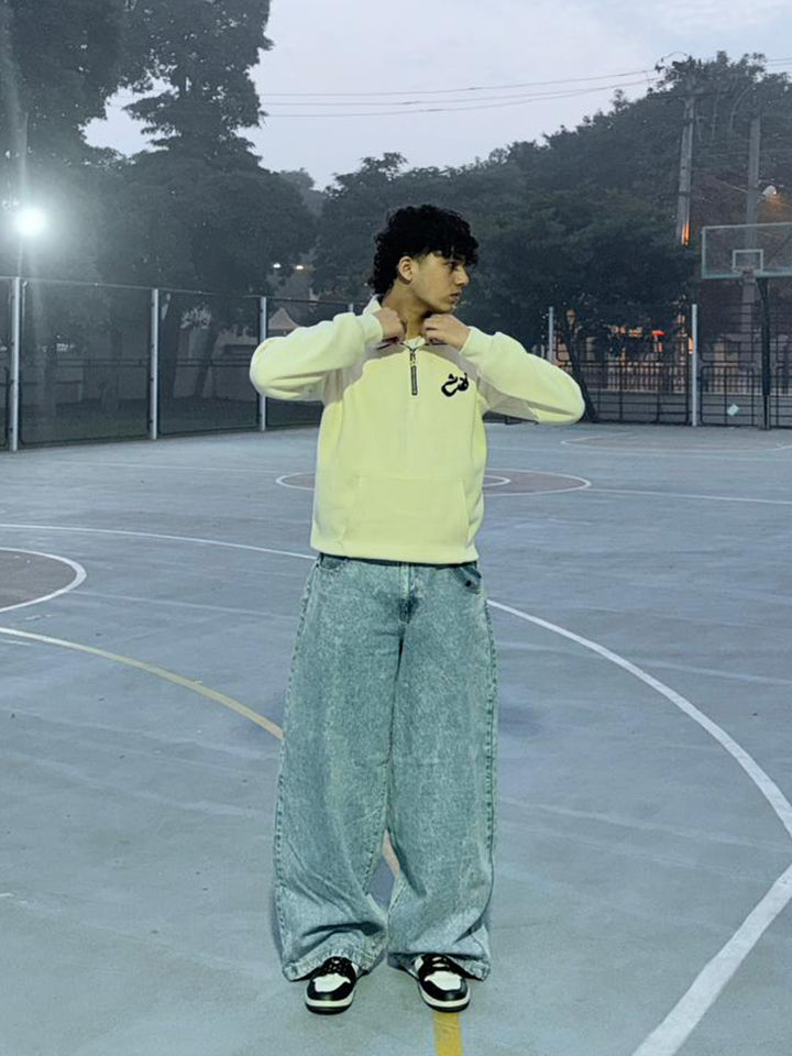 Half-Zip Street Hoodie (Cream)