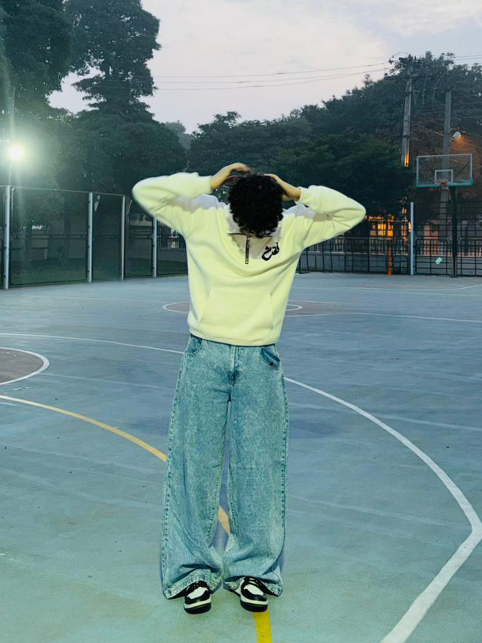 Half-Zip Street Hoodie (Cream)